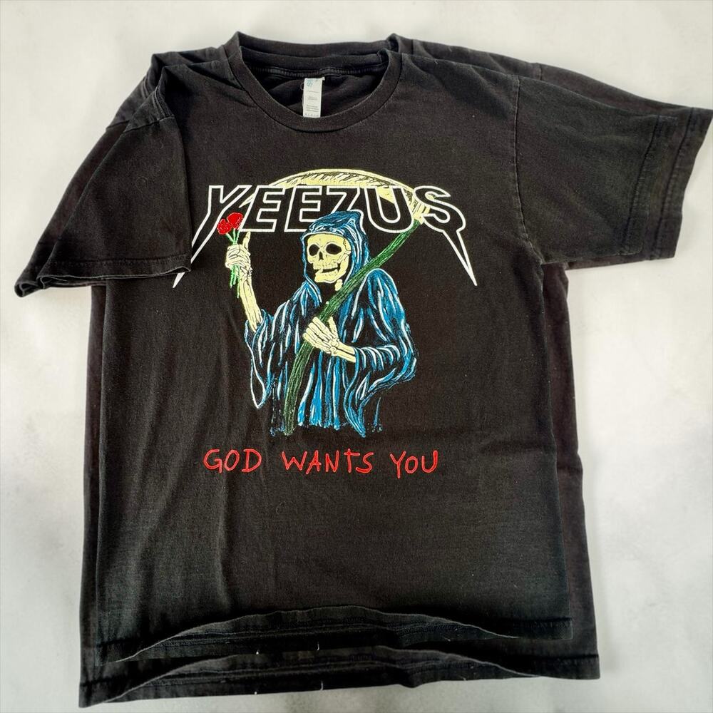 Kanye West Yeezus God Wants You Tour T Shirt Medium Black Skeleton Graphic